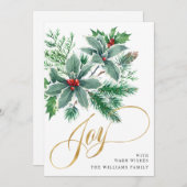 Kerstgroet met takje hulstbessen feestdagenkaart (Voorkant / Achterkant)