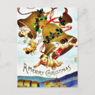 Kerstgroet met twee engelen feestdagenkaart