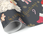 kerstgroet op zwart cadeaupapier (Rol Hoek)