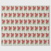 Kerstgroet Pointsettia Cadeaupapier (Vlak)