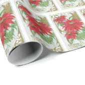 Kerstgroet Pointsettia Cadeaupapier (Rol Hoek)