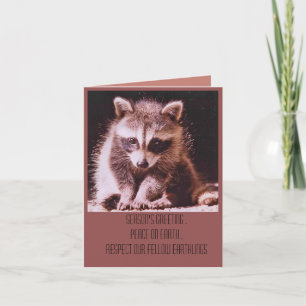 Kerstgroet Raccoon Kit Feestdagen Kaart