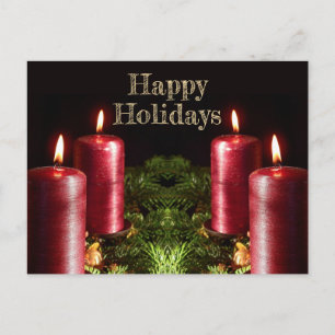 Kerstgroet Rode Kaarsen Wintervakantie Briefkaart