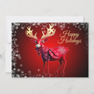 Kerstgroet Rode Rendier Vrije Dagen Schattig Feestdagenkaart