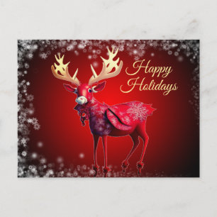 Kerstgroet Rode Rendier Wintervakantie Briefkaart