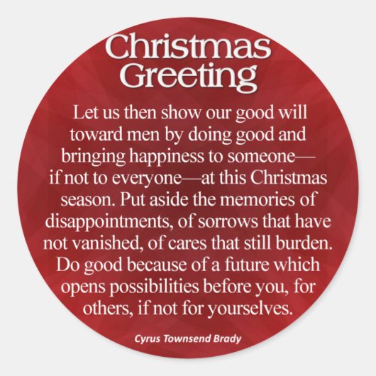 kerstgroet ronde sticker (Voorkant)