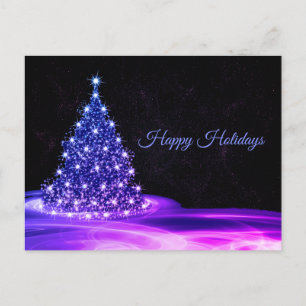 Kerstgroet Roze Blauwe winter Zwarte Briefkaart
