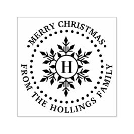 Kerstgroet Sneeuwvlok Naam Initiaal Zelfinktende Stempel