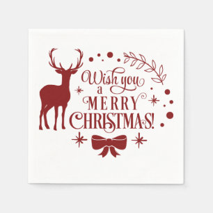Kerstgroet Typografie met Herten Servet