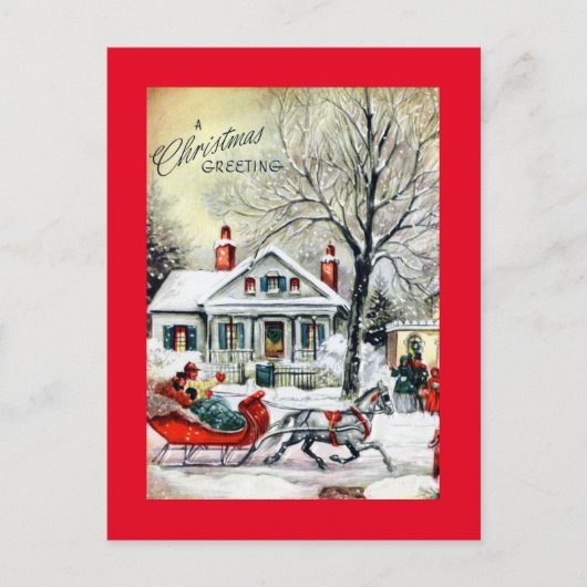 Kerstgroet uit een slee feestdagenkaart (Voorkant)