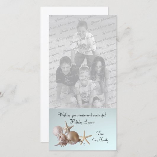 Kerstgroet uit schelpen feestdagenkaart (Voorkant / Achterkant)