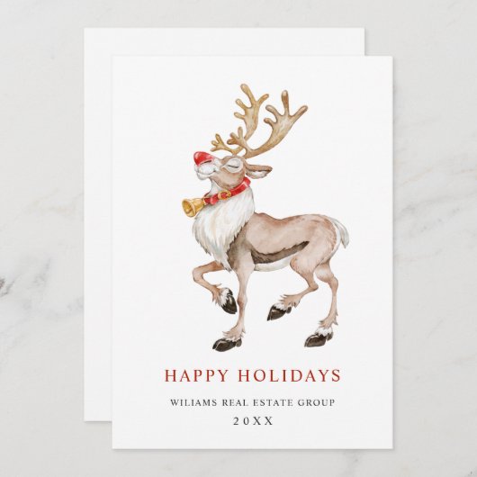 Kerstgroet van Bedrijfsrendieren Feestdagenkaart (Voorkant / Achterkant)