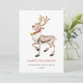 Kerstgroet van Bedrijfsrendieren Feestdagenkaart (Staand voorkant)