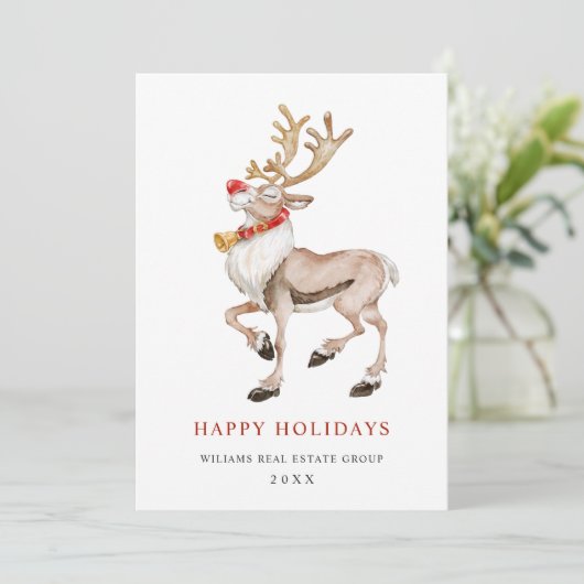 Kerstgroet van Bedrijfsrendieren Feestdagenkaart (Staand voorkant)