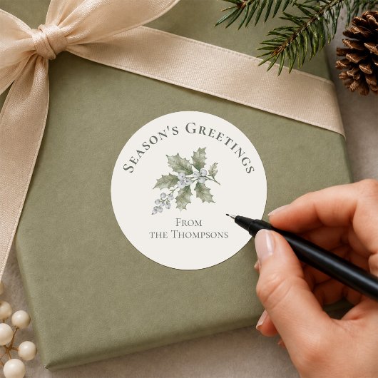 Kerstgroet van botanisch groen ronde sticker