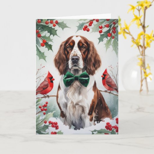 Kerstgroet van Engelse Setter-hond Kaart (Gele Bloem)