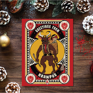 Kerstgroet van Krampus teken dragen speelgoed Kaart