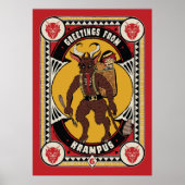 Kerstgroet van Krampus teken dragen speelgoed Poster (Voorkant)