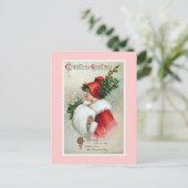 "Kerstgroet" Vintage Feestdagenkaart (Staand voorkant)