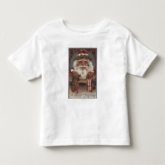 KerstgroetBig Santa Head Kinder Shirts (Voorkant)