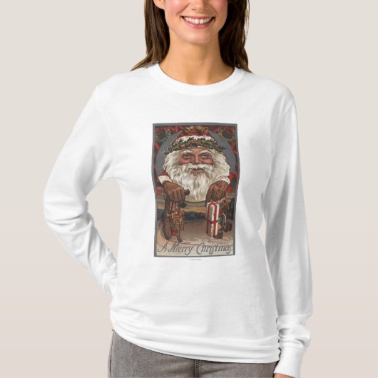 KerstgroetBig Santa Head T-shirt (Voorkant)