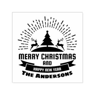 Kerstgroeten, aangepaste naam  zelfinktende stempel