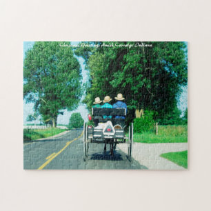 Kerstgroeten. Amish Carraige Indiana Legpuzzel