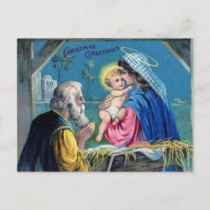 Kerstgroeten Baby Jesus en Mary Feestdagenkaart