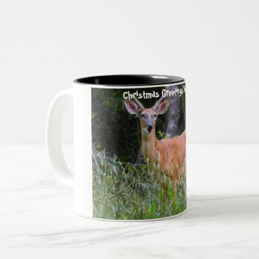 Kerstgroeten Deerest Tweekleurige Koffiemok (Voorkant links)