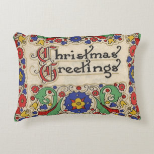 Kerstgroeten in vintage stijl met decoratieve rand accent kussen