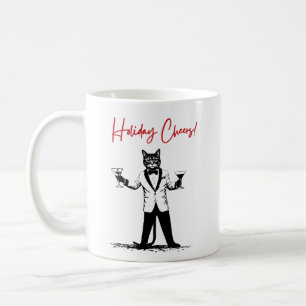 Kerstgroeten! Kat in smoking proost Koffiemok