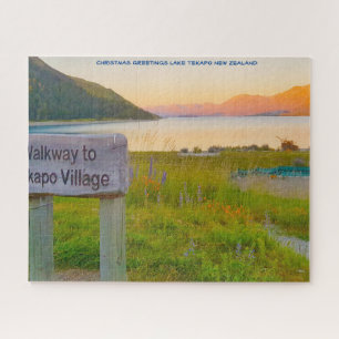 Kerstgroeten Lake Tekapo Nieuw-Zeeland Legpuzzel