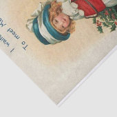 Kerstgroeten meisje wachten, Ellen Clapsaddle Tissuepapier (Detail)