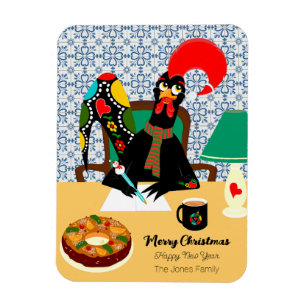 Kerstgroeten met Portugese Rooster kaart Magneet