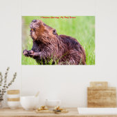 Kerstgroeten Mijn bezige bever Poster (Keuken)