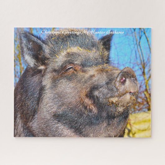 Kerstgroeten, mijn jager Gatherer Legpuzzel (Horizontaal)