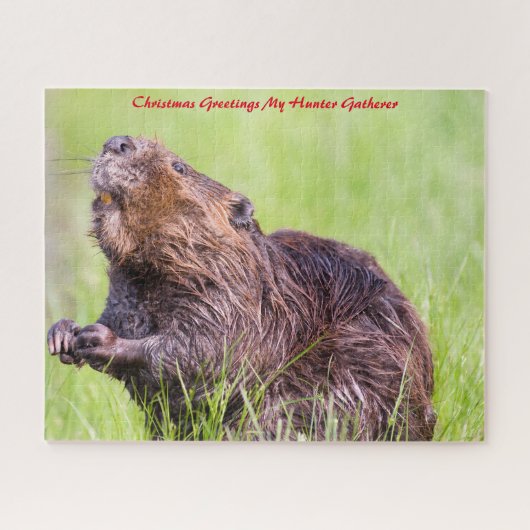 Kerstgroeten, mijn jager Gatherer Legpuzzel (Horizontaal)