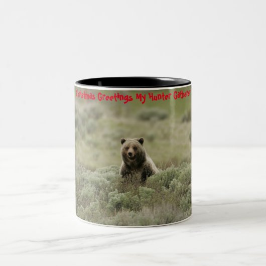 Kerstgroeten, mijn jager Gatherer Tweekleurige Koffiemok (Center)