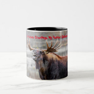 Kerstgroeten mijn jager-verzamelaar tweekleurige koffiemok