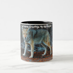 Kerstgroeten Mijn Oude Coyote Tweekleurige Koffiemok