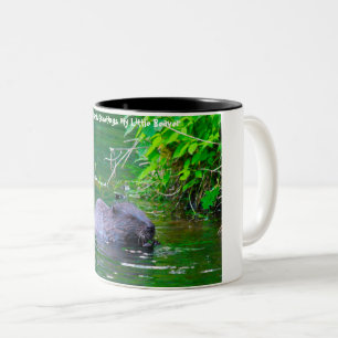 Kerstgroeten M'n Kleine Bever Tweekleurige Koffiemok