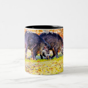 Kerstgroeten M'n Oude Beer Tweekleurige Koffiemok