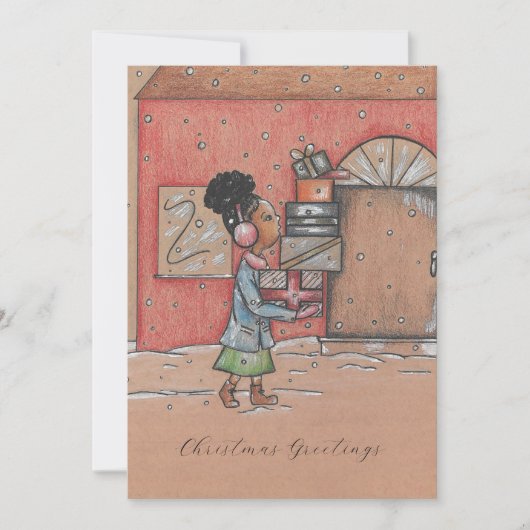 Kerstgroeten Nostalgische Flat Holiday Kaart (Voorkant)