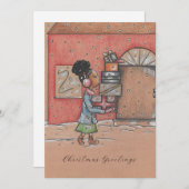 Kerstgroeten Nostalgische Flat Holiday Kaart (Voorkant / Achterkant)