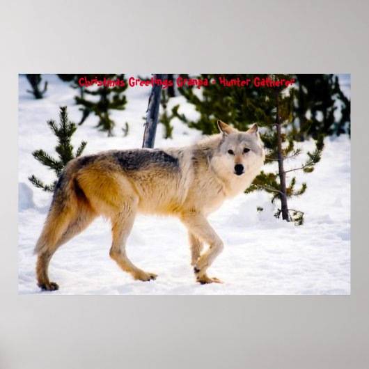 Kerstgroeten opa Hunter Gatherer Poster (Voorkant)