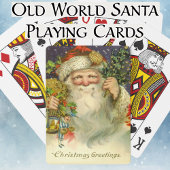 Kerstgroeten Oude Wereld Kerstman Speelgoed Pokerkaarten