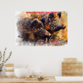 Kerstgroeten Papa Hunter Gatherer Poster (Keuken)