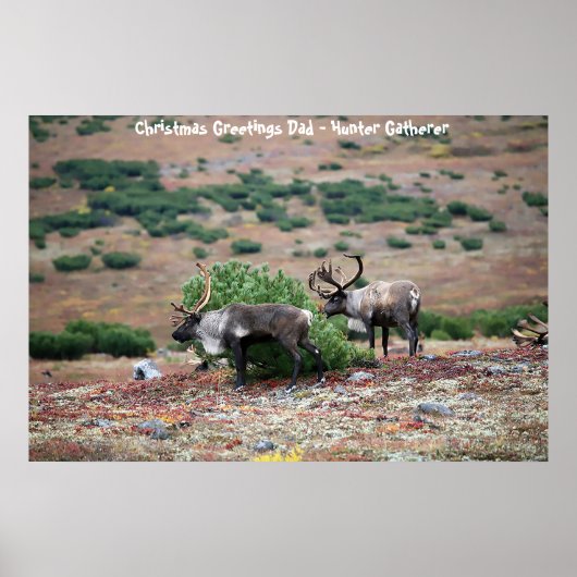 Kerstgroeten Papa Hunter Gatherer Poster (Voorkant)