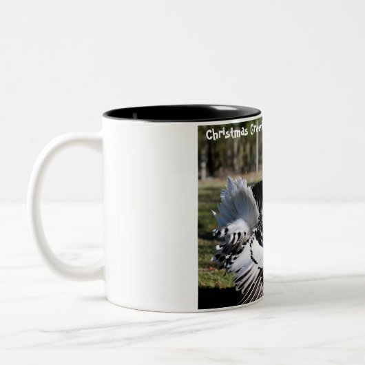 Kerstgroeten Papa Hunter Gatherer Tweekleurige Koffiemok (Links)