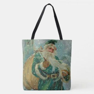 Kerstgroeten-Retro Sinterklaas Ansichtkaart Draagtas